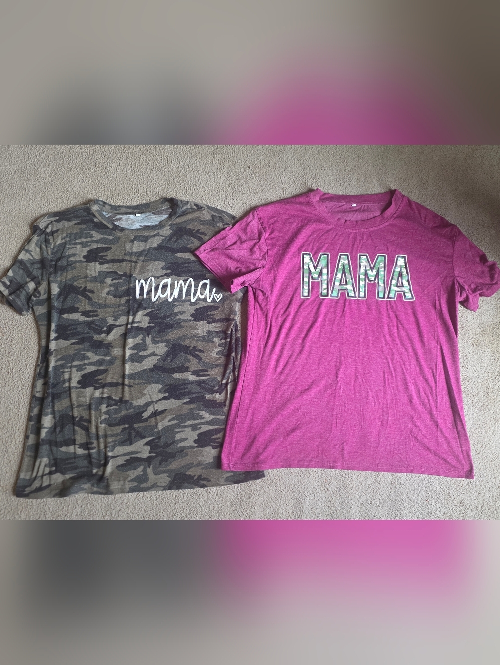 Mama Graphic Tee - Pink and Camouflage